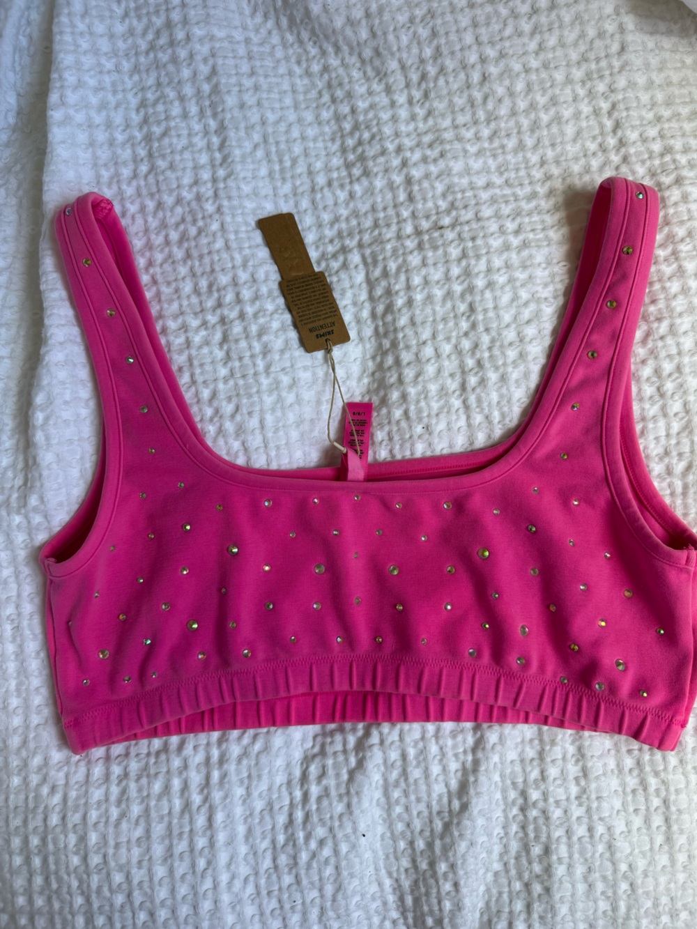 Skim Rhinestone Outdoor Bralette Scoop neck Taffy Hot pink size Large - Picture 7 of 7